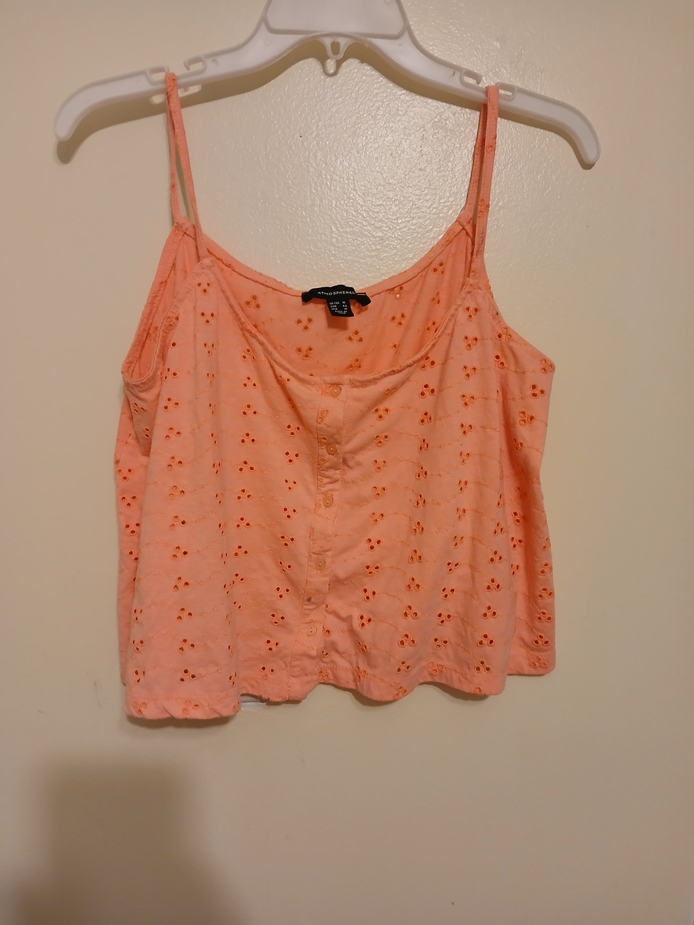 Atmosphere  Orange Eyelet Cropped Button-Front Cami